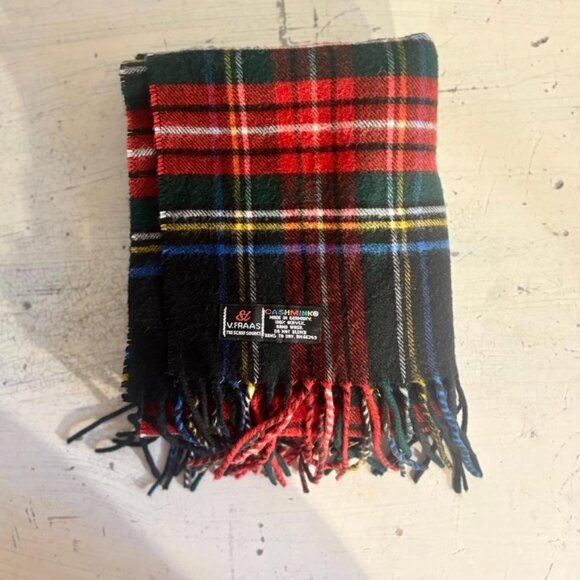Vtg V.FRAAS German Made Dark Academia Plaid Cashmink Scarf - $30 - Picture 2 of 3